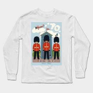 Memorial of the Queen’s Platinum Royal Jubilee Celebration with corgis, horse guards and the Queen flying her plane Long Sleeve T-Shirt